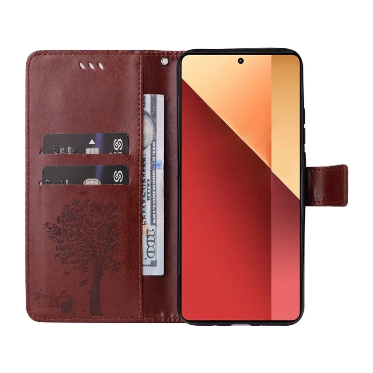 KT Imprinting Flower Series-3 For Xiaomi Redmi Note 13 Pro 4G / Poco M6 Pro 4G Case Cat Tree Pattern Wallet Cover