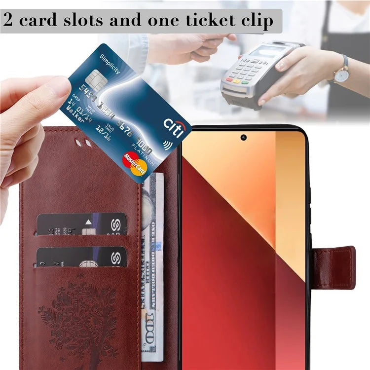 KT Imprinting Flower Series-3 For Xiaomi Redmi Note 13 Pro 4G / Poco M6 Pro 4G Case Cat Tree Pattern Wallet Cover