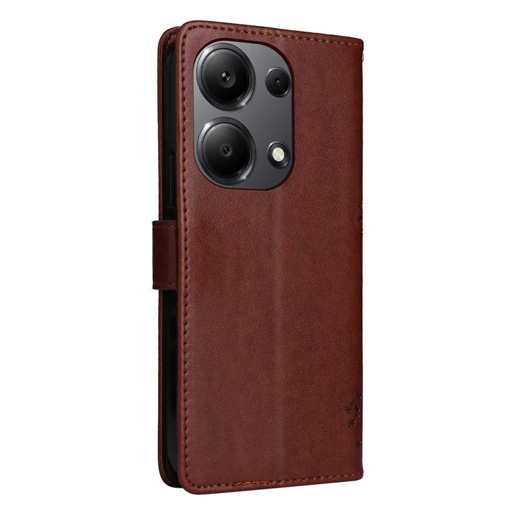 KT Imprinting Flower Series-3 For Xiaomi Redmi Note 13 Pro 4G / Poco M6 Pro 4G Case Cat Tree Pattern Wallet Cover