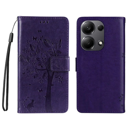 KT Imprinting Flower Series-3 For Xiaomi Redmi Note 13 Pro 4G / Poco M6 Pro 4G Case Cat Tree Pattern Wallet Cover