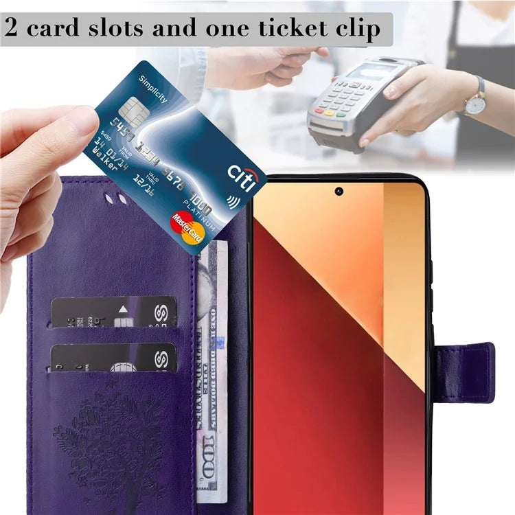 KT Imprinting Flower Series-3 For Xiaomi Redmi Note 13 Pro 4G / Poco M6 Pro 4G Case Cat Tree Pattern Wallet Cover