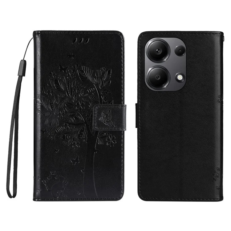 KT Imprinting Flower Series-3 For Xiaomi Redmi Note 13 Pro 4G / Poco M6 Pro 4G Case Cat Tree Pattern Wallet Cover