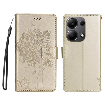 KT Imprinting Flower Series-3 For Xiaomi Redmi Note 13 Pro 4G / Poco M6 Pro 4G Case Cat Tree Pattern Wallet Cover