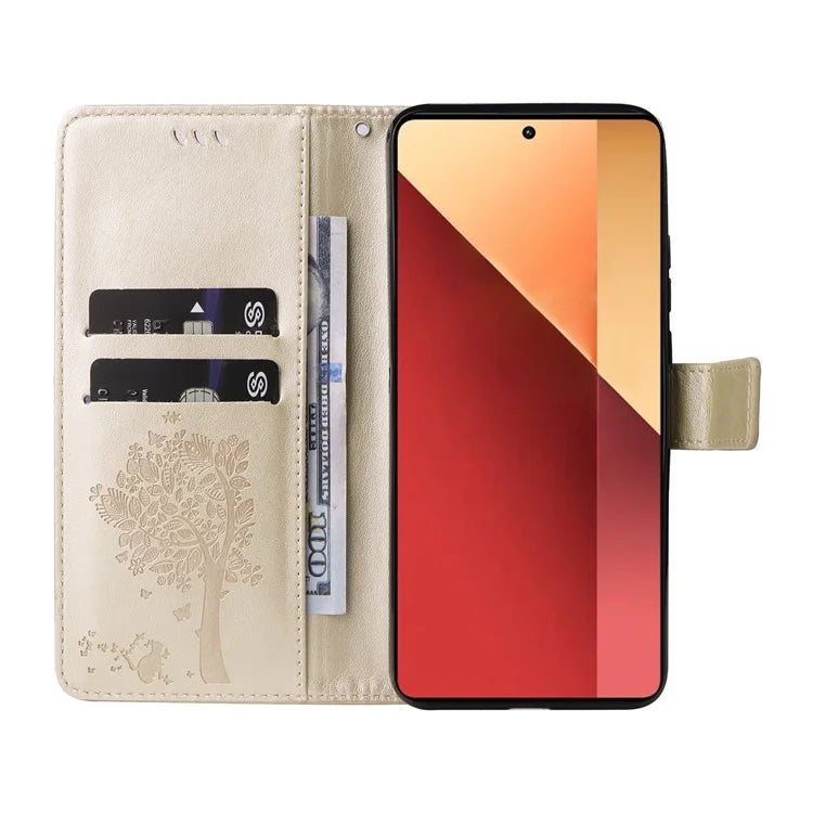 KT Imprinting Flower Series-3 For Xiaomi Redmi Note 13 Pro 4G / Poco M6 Pro 4G Case Cat Tree Pattern Wallet Cover