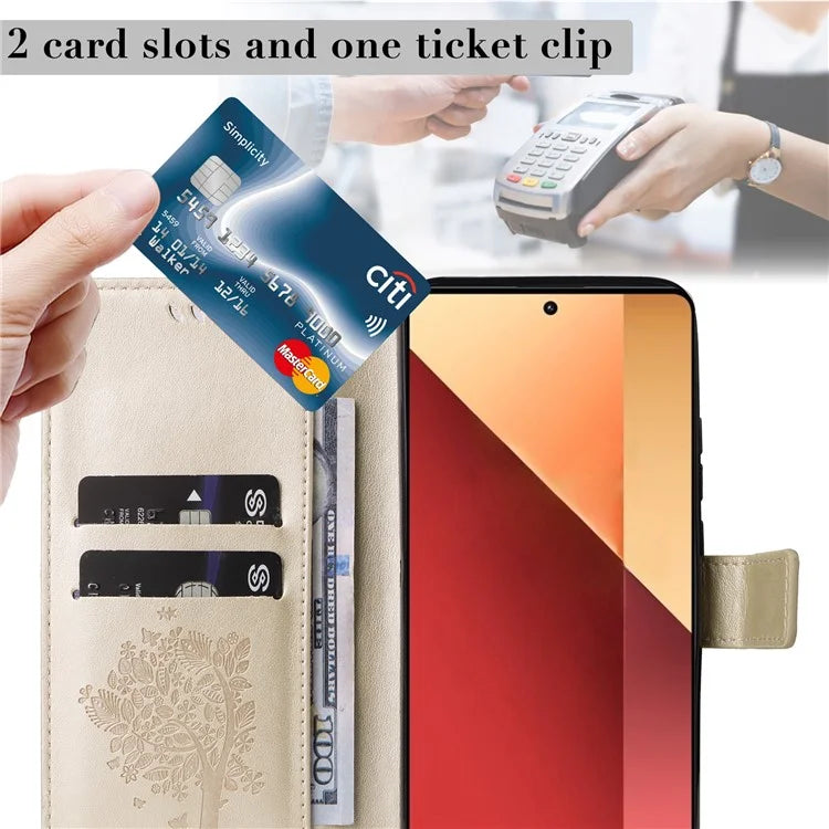 KT Imprinting Flower Series-3 For Xiaomi Redmi Note 13 Pro 4G / Poco M6 Pro 4G Case Cat Tree Pattern Wallet Cover