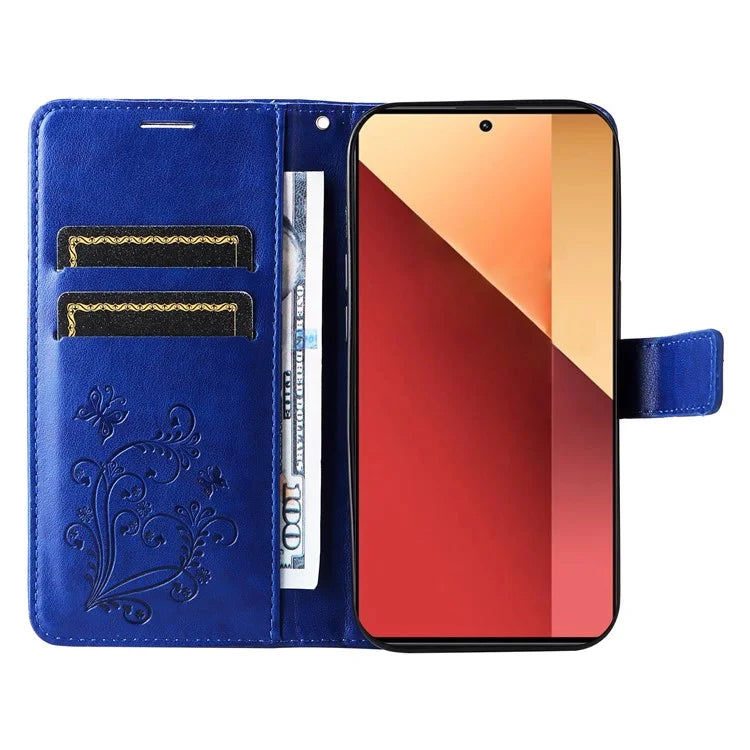 KT Imprinting Flower Series-2 For Xiaomi Redmi Note 13 Pro 4G / Poco M6 Pro 4G Case with Wrist Strap Leather Cover