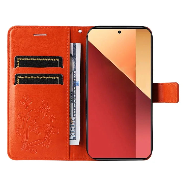 KT Imprinting Flower Series-2 For Xiaomi Redmi Note 13 Pro 4G / Poco M6 Pro 4G Case with Wrist Strap Leather Cover