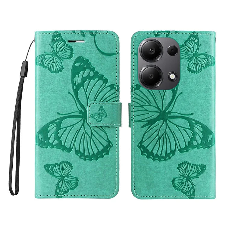 KT Imprinting Flower Series-2 For Xiaomi Redmi Note 13 Pro 4G / Poco M6 Pro 4G Case with Wrist Strap Leather Cover