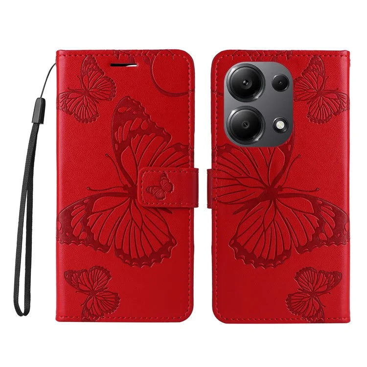 KT Imprinting Flower Series-2 For Xiaomi Redmi Note 13 Pro 4G / Poco M6 Pro 4G Case with Wrist Strap Leather Cover