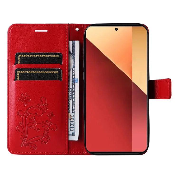 KT Imprinting Flower Series-2 For Xiaomi Redmi Note 13 Pro 4G / Poco M6 Pro 4G Case with Wrist Strap Leather Cover