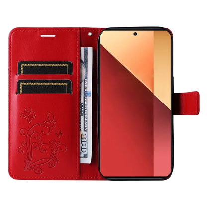 KT Imprinting Flower Series-2 For Xiaomi Redmi Note 13 Pro 4G / Poco M6 Pro 4G Case with Wrist Strap Leather Cover