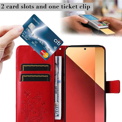 KT Imprinting Flower Series-2 For Xiaomi Redmi Note 13 Pro 4G / Poco M6 Pro 4G Case with Wrist Strap Leather Cover