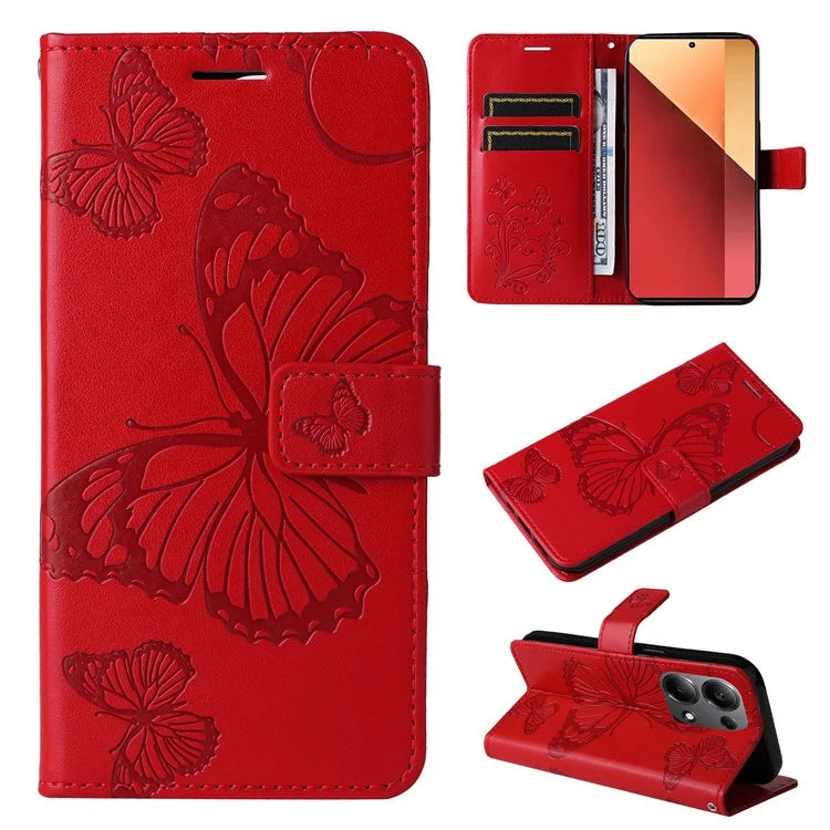 KT Imprinting Flower Series-2 For Xiaomi Redmi Note 13 Pro 4G / Poco M6 Pro 4G Case with Wrist Strap Leather Cover