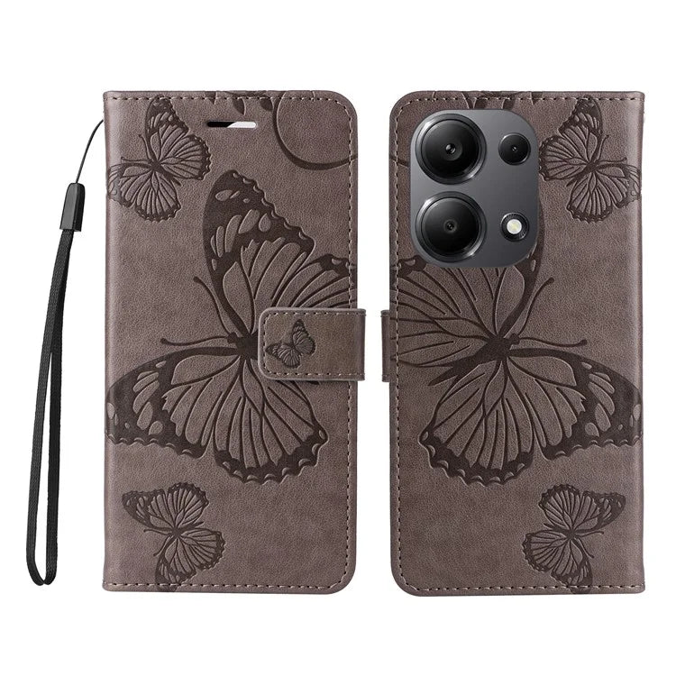KT Imprinting Flower Series-2 For Xiaomi Redmi Note 13 Pro 4G / Poco M6 Pro 4G Case with Wrist Strap Leather Cover