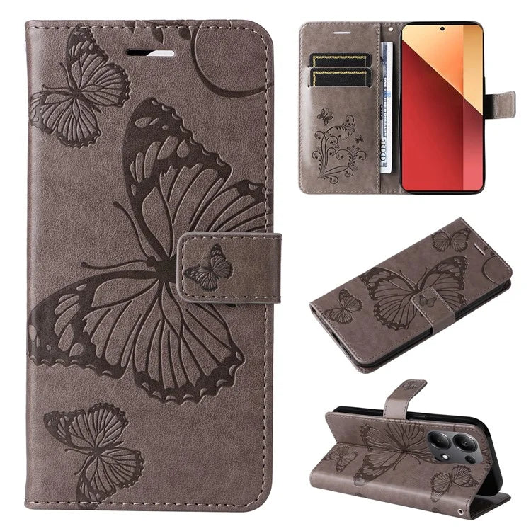 KT Imprinting Flower Series-2 For Xiaomi Redmi Note 13 Pro 4G / Poco M6 Pro 4G Case with Wrist Strap Leather Cover
