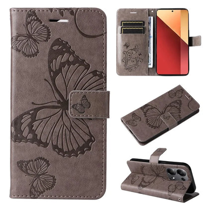 KT Imprinting Flower Series-2 For Xiaomi Redmi Note 13 Pro 4G / Poco M6 Pro 4G Case with Wrist Strap Leather Cover