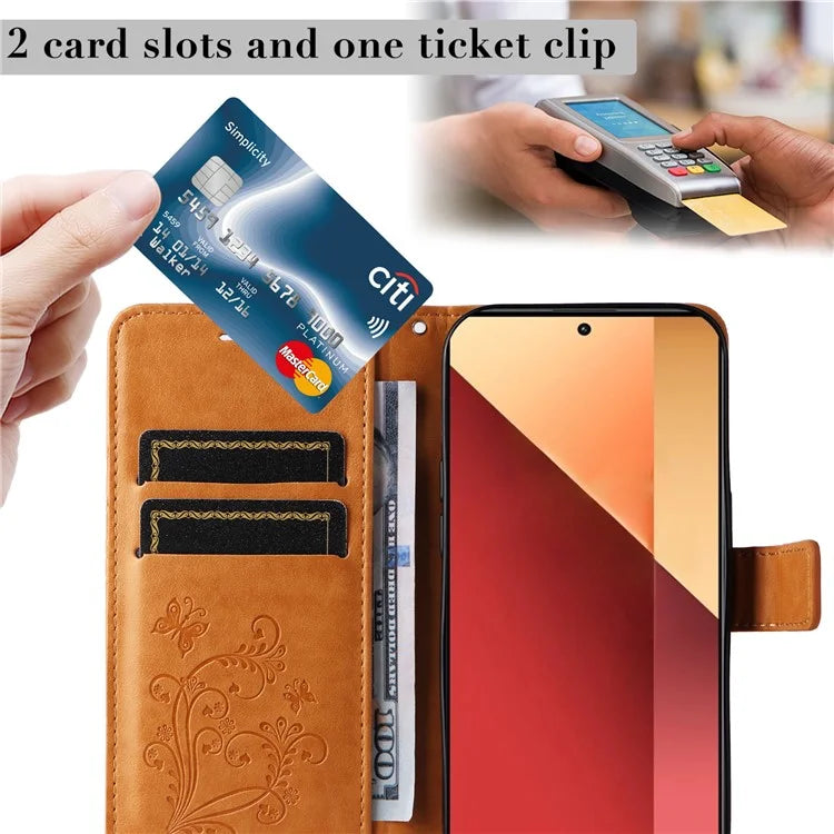 KT Imprinting Flower Series-2 For Xiaomi Redmi Note 13 Pro 4G / Poco M6 Pro 4G Case with Wrist Strap Leather Cover