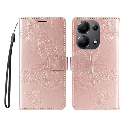 KT Imprinting Flower Series-2 For Xiaomi Redmi Note 13 Pro 4G / Poco M6 Pro 4G Case with Wrist Strap Leather Cover