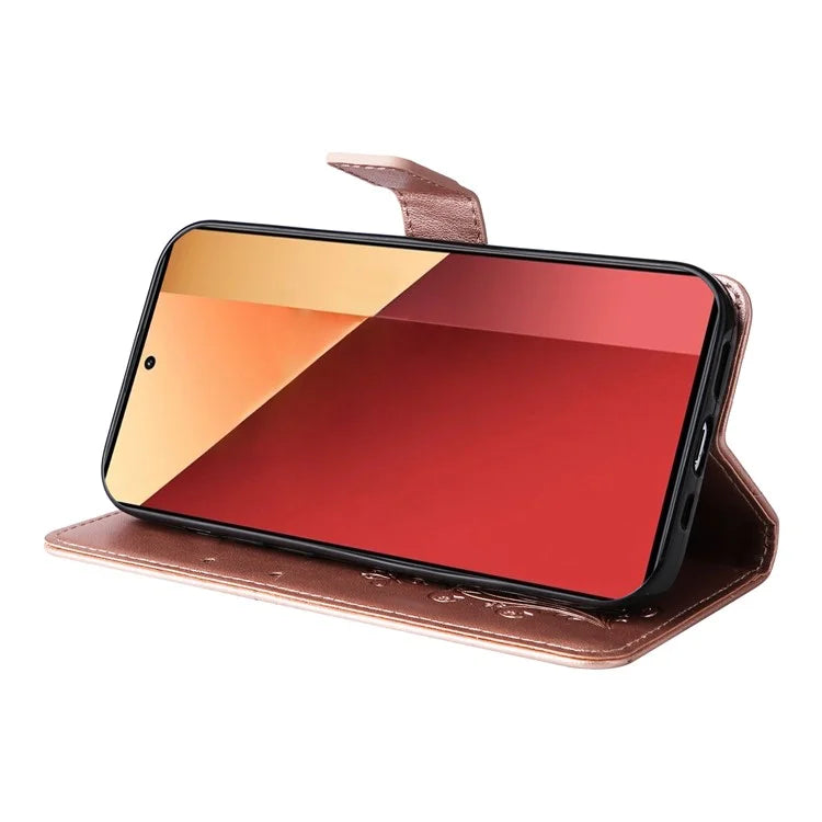 KT Imprinting Flower Series-2 For Xiaomi Redmi Note 13 Pro 4G / Poco M6 Pro 4G Case with Wrist Strap Leather Cover