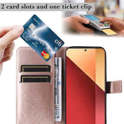 KT Imprinting Flower Series-2 For Xiaomi Redmi Note 13 Pro 4G / Poco M6 Pro 4G Case with Wrist Strap Leather Cover