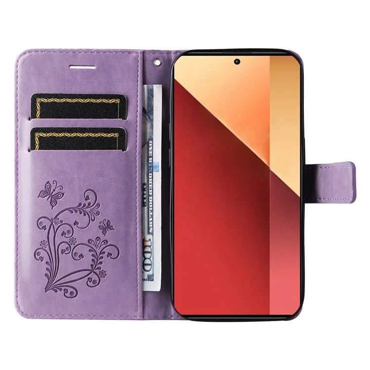 KT Imprinting Flower Series-2 For Xiaomi Redmi Note 13 Pro 4G / Poco M6 Pro 4G Case with Wrist Strap Leather Cover