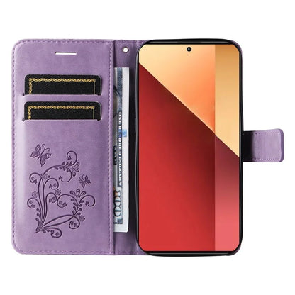 KT Imprinting Flower Series-2 For Xiaomi Redmi Note 13 Pro 4G / Poco M6 Pro 4G Case with Wrist Strap Leather Cover
