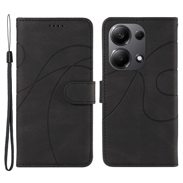 For Xiaomi Redmi Note 13 Pro 4G / Poco M6 Pro 4G Case Imprinted Curved Line Leather Cover