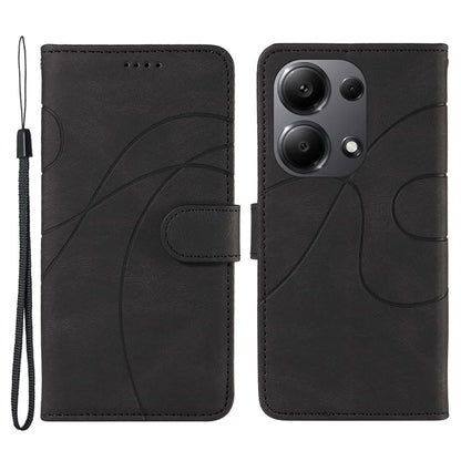 For Xiaomi Redmi Note 13 Pro 4G / Poco M6 Pro 4G Case Imprinted Curved Line Leather Cover
