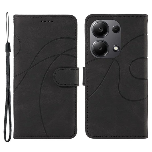 For Xiaomi Redmi Note 13 Pro 4G / Poco M6 Pro 4G Case Imprinted Curved Line Leather Cover