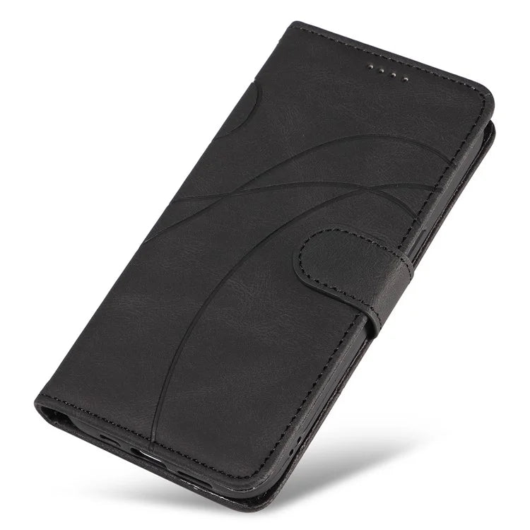 For Xiaomi Redmi Note 13 Pro 4G / Poco M6 Pro 4G Case Imprinted Curved Line Leather Cover