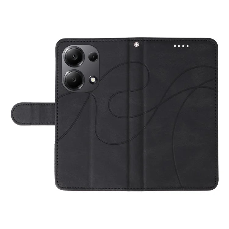 For Xiaomi Redmi Note 13 Pro 4G / Poco M6 Pro 4G Case Imprinted Curved Line Leather Cover