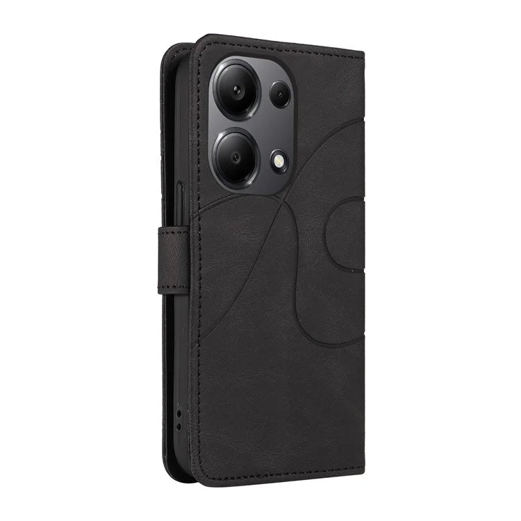 For Xiaomi Redmi Note 13 Pro 4G / Poco M6 Pro 4G Case Imprinted Curved Line Leather Cover
