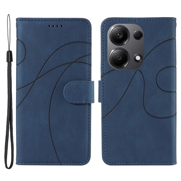 For Xiaomi Redmi Note 13 Pro 4G / Poco M6 Pro 4G Case Imprinted Curved Line Leather Cover