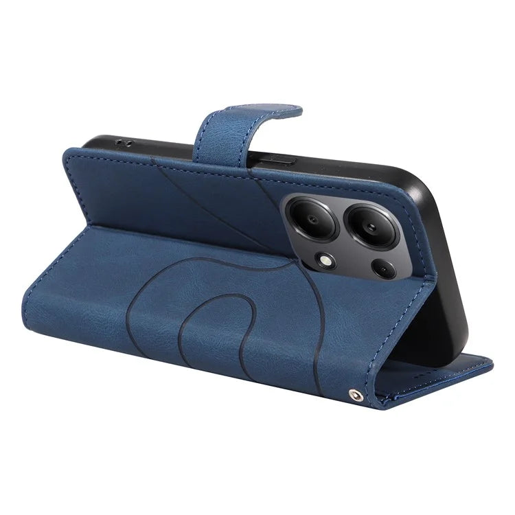 For Xiaomi Redmi Note 13 Pro 4G / Poco M6 Pro 4G Case Imprinted Curved Line Leather Cover