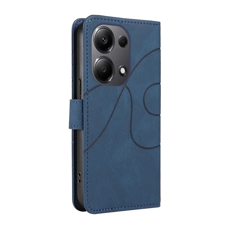 For Xiaomi Redmi Note 13 Pro 4G / Poco M6 Pro 4G Case Imprinted Curved Line Leather Cover