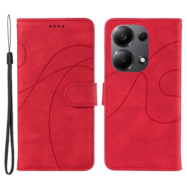 For Xiaomi Redmi Note 13 Pro 4G / Poco M6 Pro 4G Case Imprinted Curved Line Leather Cover