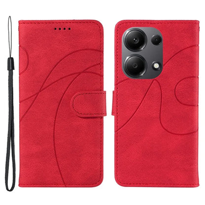 For Xiaomi Redmi Note 13 Pro 4G / Poco M6 Pro 4G Case Imprinted Curved Line Leather Cover