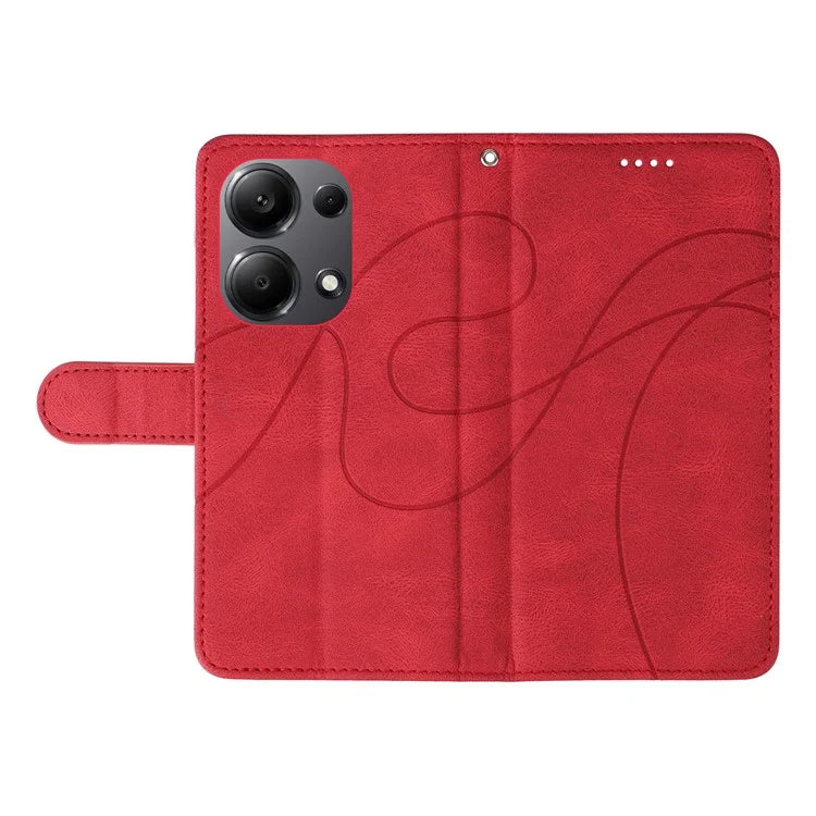 For Xiaomi Redmi Note 13 Pro 4G / Poco M6 Pro 4G Case Imprinted Curved Line Leather Cover