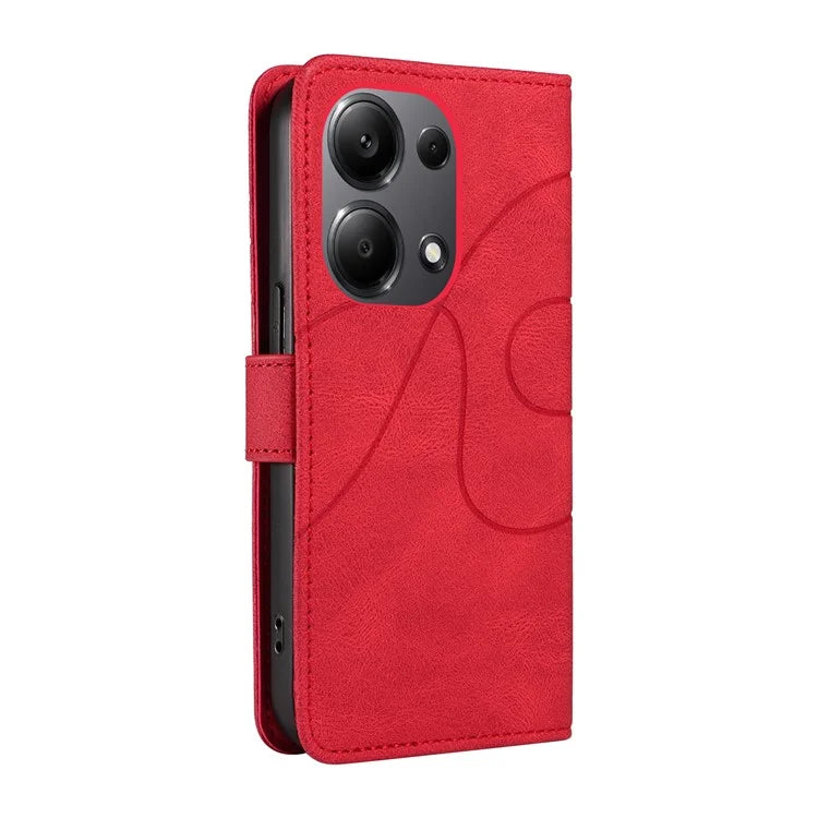 For Xiaomi Redmi Note 13 Pro 4G / Poco M6 Pro 4G Case Imprinted Curved Line Leather Cover