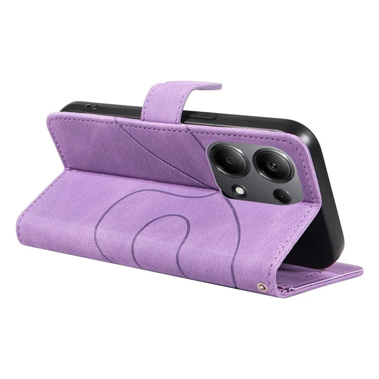 For Xiaomi Redmi Note 13 Pro 4G / Poco M6 Pro 4G Case Imprinted Curved Line Leather Cover