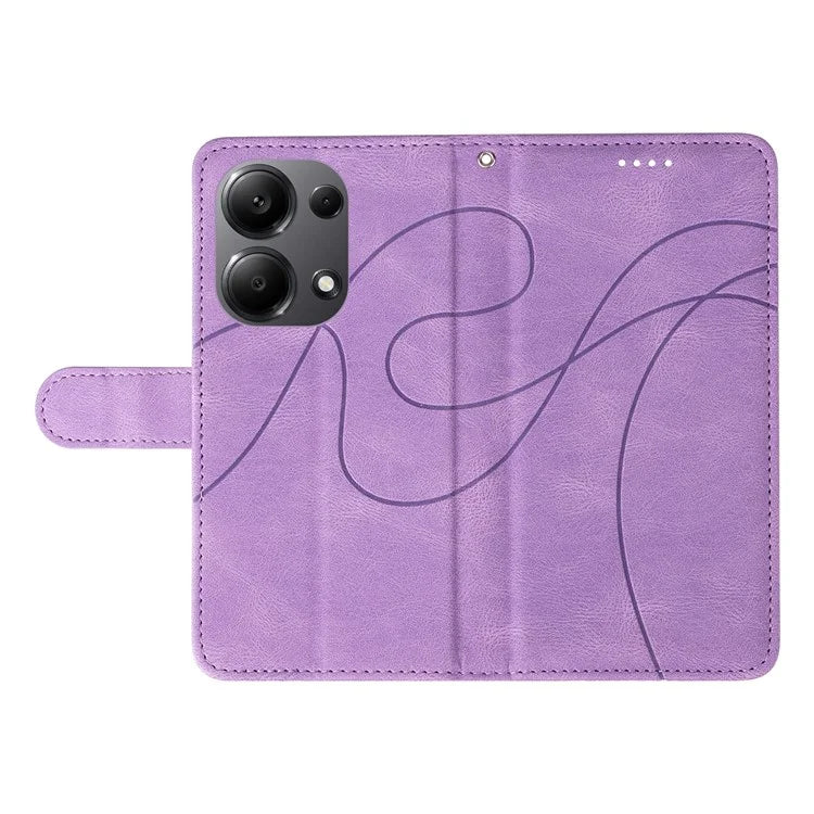 For Xiaomi Redmi Note 13 Pro 4G / Poco M6 Pro 4G Case Imprinted Curved Line Leather Cover