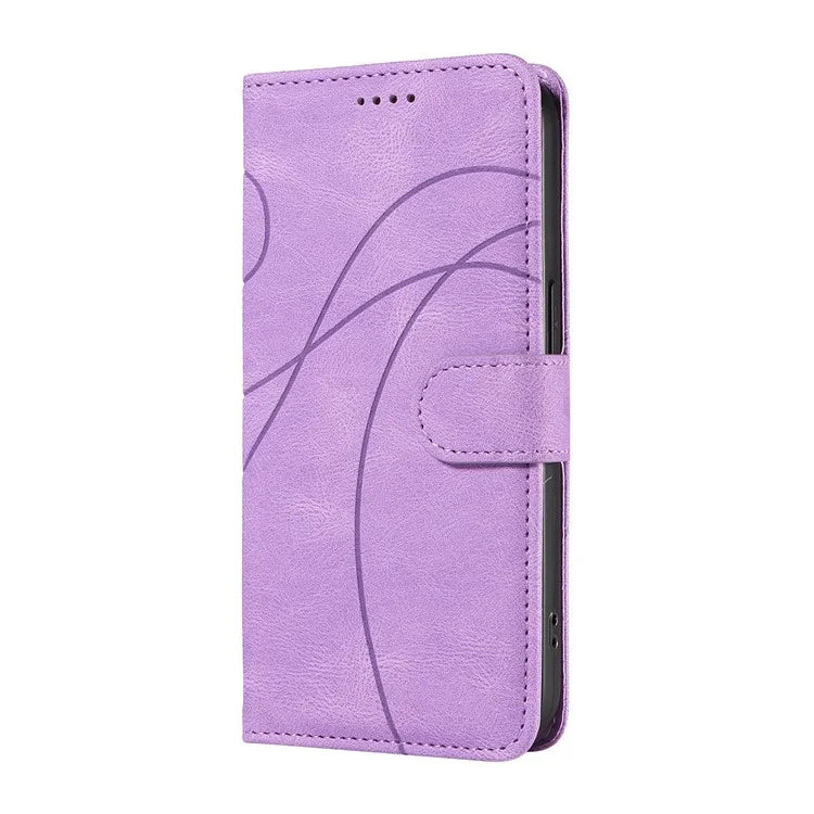 For Xiaomi Redmi Note 13 Pro 4G / Poco M6 Pro 4G Case Imprinted Curved Line Leather Cover