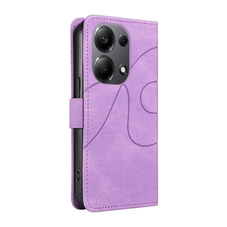 For Xiaomi Redmi Note 13 Pro 4G / Poco M6 Pro 4G Case Imprinted Curved Line Leather Cover