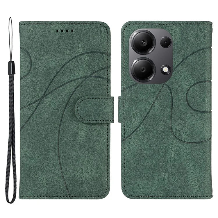 For Xiaomi Redmi Note 13 Pro 4G / Poco M6 Pro 4G Case Imprinted Curved Line Leather Cover