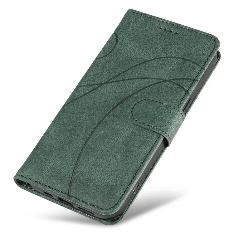 For Xiaomi Redmi Note 13 Pro 4G / Poco M6 Pro 4G Case Imprinted Curved Line Leather Cover