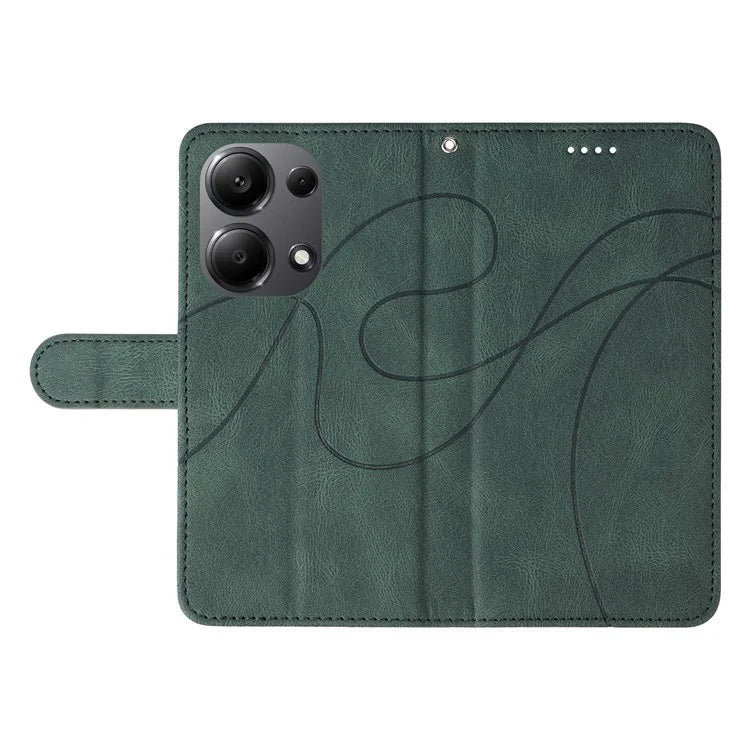 For Xiaomi Redmi Note 13 Pro 4G / Poco M6 Pro 4G Case Imprinted Curved Line Leather Cover