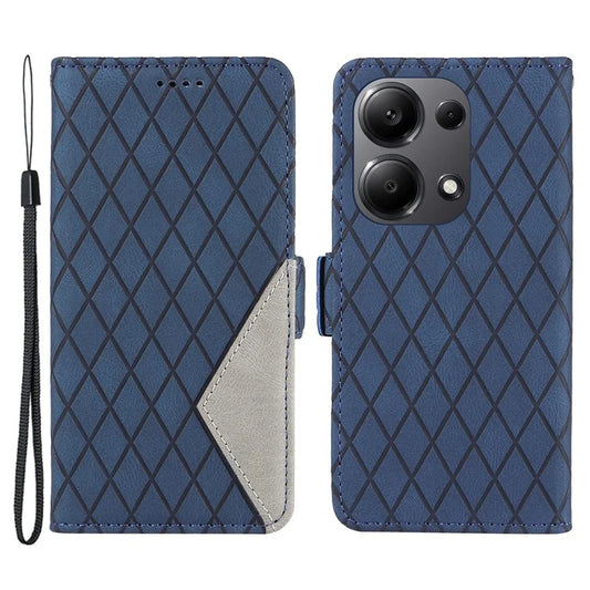 For Xiaomi Redmi Note 13 Pro 4G / Poco M6 Pro 4G Magnetic Case Leather Wallet Cover with Rhombus Pattern