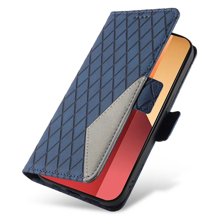 For Xiaomi Redmi Note 13 Pro 4G / Poco M6 Pro 4G Magnetic Case Leather Wallet Cover with Rhombus Pattern
