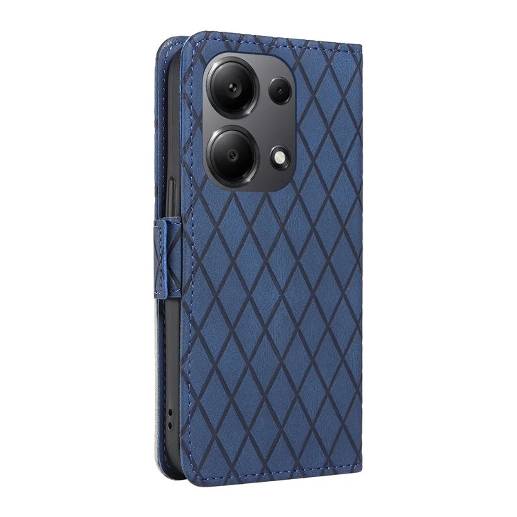 For Xiaomi Redmi Note 13 Pro 4G / Poco M6 Pro 4G Magnetic Case Leather Wallet Cover with Rhombus Pattern