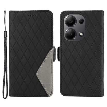 For Xiaomi Redmi Note 13 Pro 4G / Poco M6 Pro 4G Magnetic Case Leather Wallet Cover with Rhombus Pattern